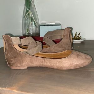 Bella Marie Taupe Suede Flats